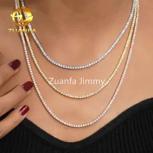 Best selling Popular Hip Hop Jewelry Iced Out Jewelry S925 2mm3mm 4mm 5mm 6.5mm VVS1 Moissanite Diamond Tennis Chain Necklace