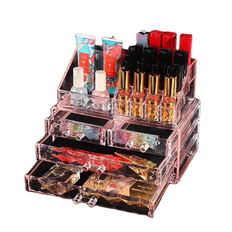 Customizable Four-Layer Transparent Cosmetics Storage Box Factory Production and Wholesale for Stylish Storage Cases