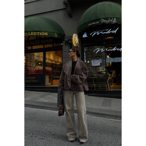 Manteau court en cachemire marron style vintage pour femme, coupe étrusque, taille XL, imprimé tendance, respirant, élégant, avec fourrure amovible - Product Image 3