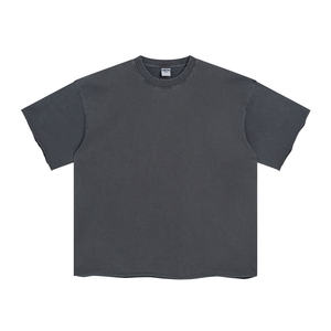 Camiseta personalizada estilo vintage, lavada, lisa, 305G, algodón puro, de peso pesado, fabricación de camisetas con logo impreso DTG personalizado. - Product Image 5