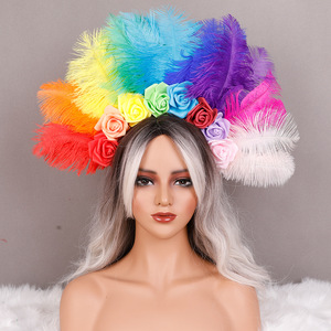 Couronne <span class=keywords><strong>de</strong></span> plumes en gros avec roses pour le Mardi Gras, le <span class=keywords><strong>carnaval</strong></span>, les costumes <span class=keywords><strong>de</strong></span> festival, les fêtes masquées pour femmes - Product Image 5