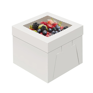 Offre Spéciale Boîte à Gâteau de Qualité Alimentaire 12*12*8 Pouces, Base et Couvercle, Emballage Avec Fenêtre, Boîtes de Boulangerie Blanches pour Gâteaux - Product Image 1