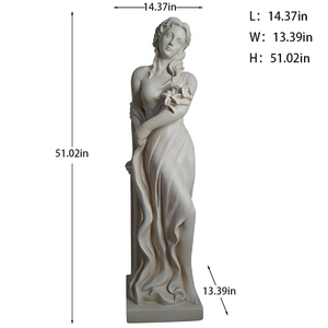 Statue féminine classique européenne, sculpture en résine sculptée à la main avec fleur de lys, style Art déco moderne pour jardin - Product Image 4