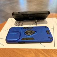 Étui de protection avec fenêtre à poussoir (protection de l'objectif), 360 supports métalliques rotatifs et supports pour iphone 15 14 13 12 PRO MAX