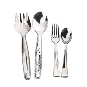 Chất Lượng Cao Phục Vụ Mạ Bạc Bán Buôn Giá Rẻ Dùng Một Lần Nhựa Spoon Và Fork Set