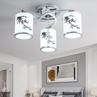 Lustre de salle à manger à trois têtes en aluminium avec LED, design nordique moderne en forme de feuille de bambou pour l'éclairage de la chambre et du salon
