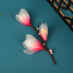 24 Nouvelles Épingles à Cheveux Magnolia Haut de Gamme Faites à la Main avec Fil Enroulé, Accessoires de Maquillage Hanfu, Accessoires Cheveux Thermopressés - Product Image 3