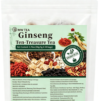 Sachets de thé aux herbes naturelles OEM, mélange Dix Trésors Ginseng Goji Maca, sans caféine, emballage personnalisé, marque privée, 5g x 10
