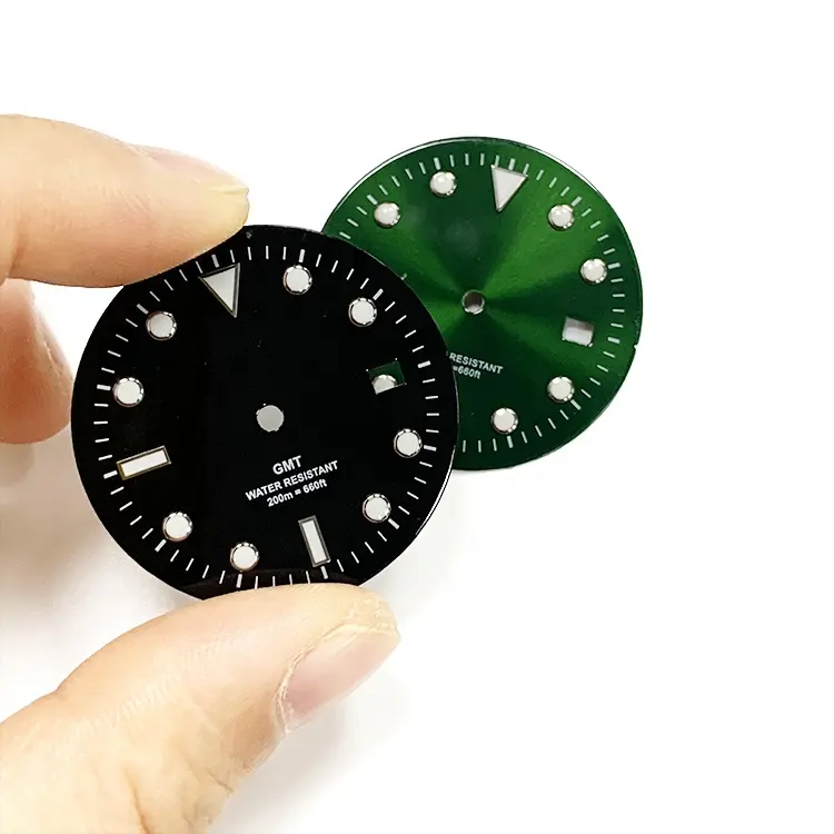 wholesale watch dials fit 7S26 movements classic black and Dark green Super luminous index watch for part