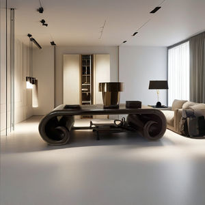 <span class=keywords><strong>Tavolino</strong></span> da Caffè Moderno Nordico in Legno Massello <span class=keywords><strong>Giallo</strong></span> con Lungo Mobile TV Centrale, Arredamento per Soggiorno in Appartamento, Materiale Metallico - Product Image 3