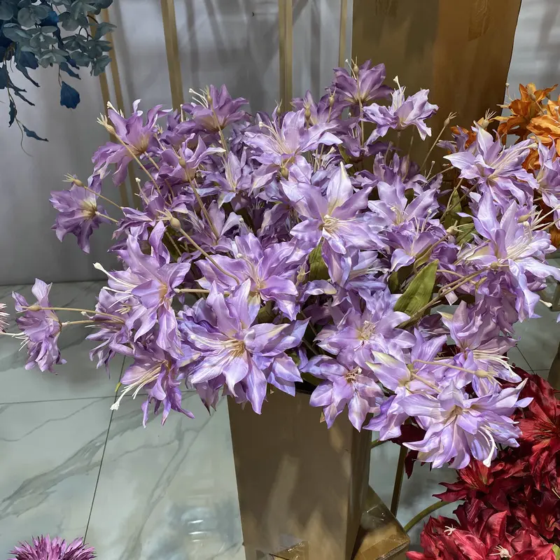 Wedding Hall Flower Arrangement 3 Head Lily Fake Floral Wholesale