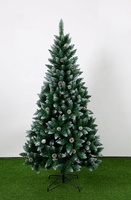 M-3210 Künstlicher Grüner Dekorations-Weihnachtsbaum, Weiß Beflockt, 12 Fuß, PVC und PE, mit LED-Beleuchtung