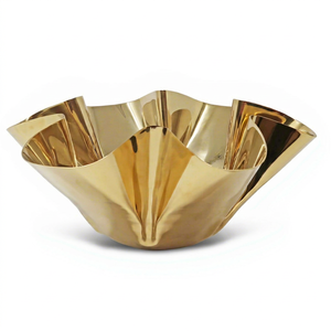 Cuenco central de acero inoxidable de primera calidad, plato artístico para servir con asas, para decoración del hogar, restaurantes y hoteles. - Product Image 1