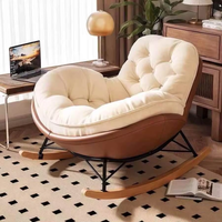 Fauteuil inclinable à bascule minimaliste moderne avec revêtement en tissu technique et pieds courbes pour salon, balcon, mobilier de maison, relaxation