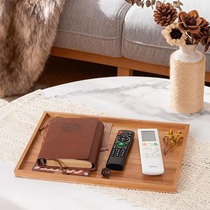 Wood Rectangular <b>Tray</b> 37x29x1.6cm Multifunctional <b>Storage</b> Living Room Organizing Surface - Product Image 1