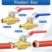 Robinet à boisseau sphérique à expansion PEX-A 1/2 pouce, à passage pleine, en laiton, pour coupure d'eau, pour tuyau PEX-A (poignée rouge et bleue ASTM 1960, OEM)