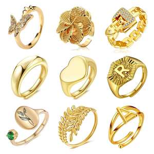 <b>24k</b> <b>Gold</b> Plated Stainless Steel <b>Ring</b> Crystal Rhinestone Lab Created Daily Trendy Unisex Design Tryme Brand Cross Border Multi - Product Image 4