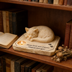 Pierre commémorative pour chat en résine - Empreinte de patte gravée et citation, idéale pour la décoration de jardin, marqueur de tombe d'animal de compagnie, décoration de souvenir pour la cour - Product Image 5