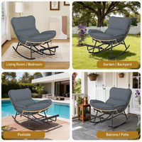 Fauteuil à bascule surdimensionné en rotin PE à prix abordable avec repose-pieds pour jardin, lecture, sieste et détente