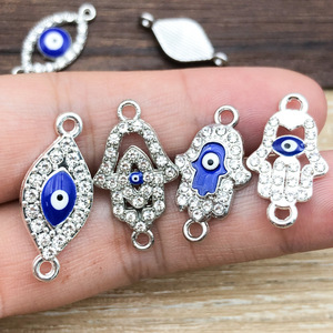 Pendentif œil porte-bonheur en alliage de zinc avec sertissage de strass pour accessoires de bijoux DIY et cadeaux - Product Image 3