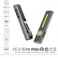 Lampe de poche EDC multi-LED rechargeable USB 1600LM, lampe de travail magnétique avec laser UV rouge et lumière latérale ambre, personnalisable OEM