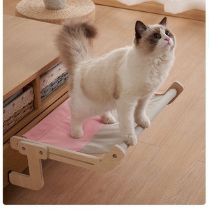 Wooden Cat <b>Hammock</b> Rectangle Elevated Pet Bed For Cat Home Use - Product Image 5