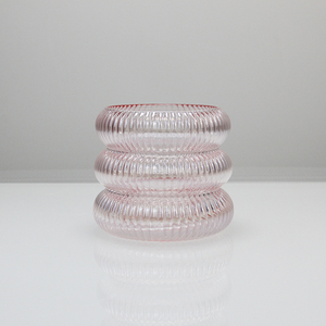 Vase en verre côtelé à design à bulles superposées, rose blush transparent, vase à fleurs décoratif, centre <span class=keywords><strong>de</strong></span> table pour la maison, décoration <span class=keywords><strong>de</strong></span> salon - Product Image 3