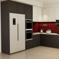 BOWEIYA Armoire de cuisine extérieure en bois massif multicouche, finition peinture noire, avec évier et robinet, design ouvert personnalisé, export