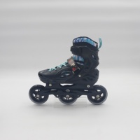 Patins à roulettes à 3 roues réglables avec grandes roues, coque en PP + dessus en velours + maille, châssis en aluminium, grandes roues en PU de 90/100 mm, roulements ABEC-7