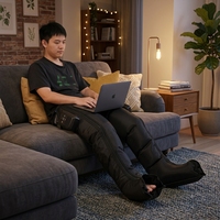 Masseur de compression des jambes à 5 chambres, bottes de massage à ondes d'air rechargeables et détachables pour la relaxation musculaire, vente en gros OEM