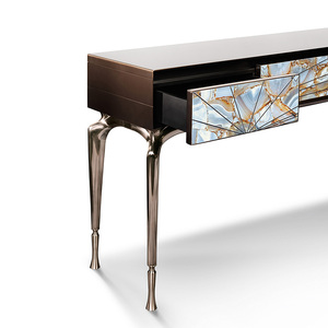 Living Room Contemporary Italian Style Luxury Marble Hallway Furniture <b>Set</b> Metal Top Entry Console Tables VLIPE-CT-01-AURORA Met - Product Image 6