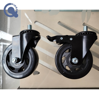 Roues de chariot à main de 2,5, 3, 4, 5 pouces, roues fixes, roues à frein, roulettes pour palettes, roulettes rouges