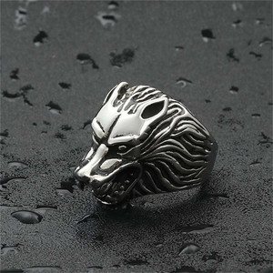 Men's <b>Silver</b> Animal Wolf <b>Ring</b> Stainless Steel Retro Punk Style Jewelry Gift 260136 - Product Image 3