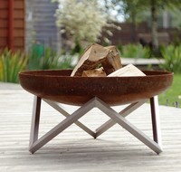 Bac à feu et bol à eau double usage en acier Corten de 2 mm et 3 mm d'épaisseur, finition rouille, pour décoration extérieure de jardin et patio