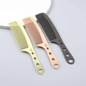 Stainless steel Barber Shop Men's Beard Styling <b>Comb</b> Double Side Soft Nylon Brush Oil Head Styling <b>Comb</b> for Hairdresser - Product Image 4
