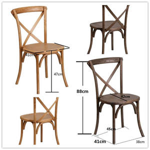 उच्च गुणवत्ता वाला मोर रंग लकड़ी क्रॉसबैक चेयर किराये की शादी रेस्तरां कुर्सी क्रॉस कुर्सी - Product Image 6