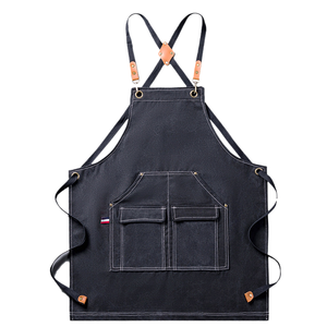Tablier en toile de coton Danya personnalisé avec logo, réglable, imperméable, sans manches, pour barista, artiste, chef de cuisine, avec poches pour outils de travail pour hommes - Product Image 1
