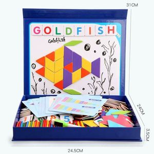 Jeu de blocs magnétiques en bois Montessori pour enfants, forme géométrique Tangram, amusant et éducatif - Product Image 5