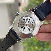 Montre mécanique entièrement automatique à mouvement étoilé rotatif, personnalisée, petite échelle, planète bleue, bracelet en cuir, pour homme