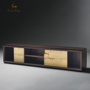 Luxury Villa Living Room Extended Form Spacious Premium Solid Wooden Modern <b>TV</b> Stand - Product Image 3