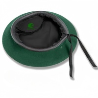 Béret tactique sur mesure - 100% laine noir, vert, rouge avec broderie de logo et porte-badge - Béret français pour homme