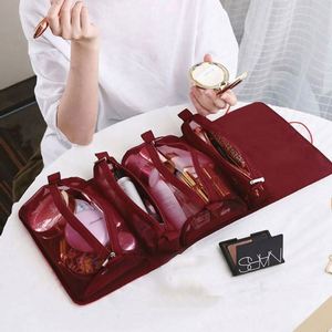 Wholesale Casual Four in One Portable Folding Travel Nylon Cosmetic Bag With Large Space Make up Bag - Product Image 3