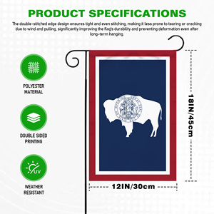 Factory Custom 12x18 Double Sided <b>Garden</b> <b>Flag</b> US Wyoming Bison Silhouette Seal Design Patio <b>Garden</b> <b>Flag</b> - Product Image 2