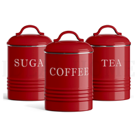 Bocaux de stockage de thé décor de ferme rustique rustique vintage bocaux café thé sucre rouge ensembles de bidons en métal pour comptoir de cuisine