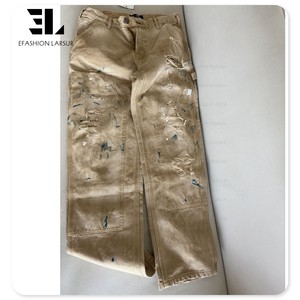 LARSUR <span class=keywords><strong>Pantalon</strong></span> de charpentier personnalisé en toile double genou avec lavage de détresse en usine <span class=keywords><strong>Pantalon</strong></span> de travail tactique patchwork <span class=keywords><strong>Pantalon</strong></span> cargo évasé - Product Image 2