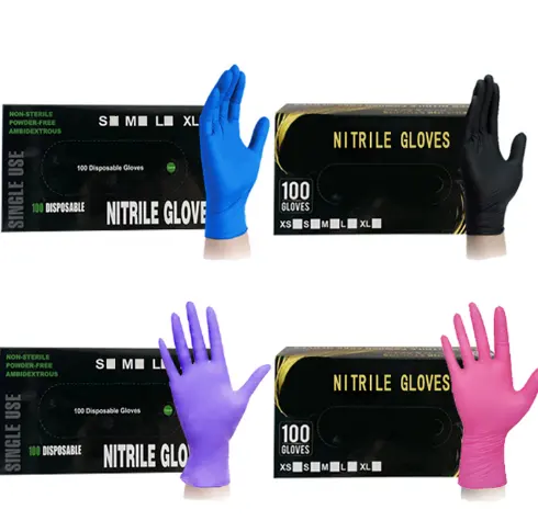 3 mil tattoo beauty salon cleaning custom logo Latex and Powder Free Textured fingers disposable gloves nitrile glove gloves