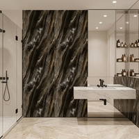 Panel de Pared para Ducha de PVC Gris Brillante de 1/1.2m, Panel Decorativo para Baño con Acabado UV Impermeable de la Mejor Calidad