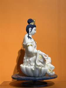 Jade blanc sculpté à la main de haute qualité, belle Statue de <span class=keywords><strong>bouddha</strong></span> <span class=keywords><strong>assis</strong></span> Kwan Yin Guanyin Bodhisattva - Product Image 3