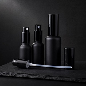 Ensemble de flacons cosmétiques avec pompe pulvérisatrice, emballage noir mat vide pour sérum de soin de la peau, fournisseur en gros - Product Image 6