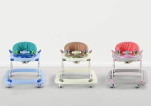 Marche-bébé rond pour enfants avec hauteur réglable sur 3 positions, marche-bébé avec jouets et musique, poussette pour bébé avec siège et roues - Product Image 4